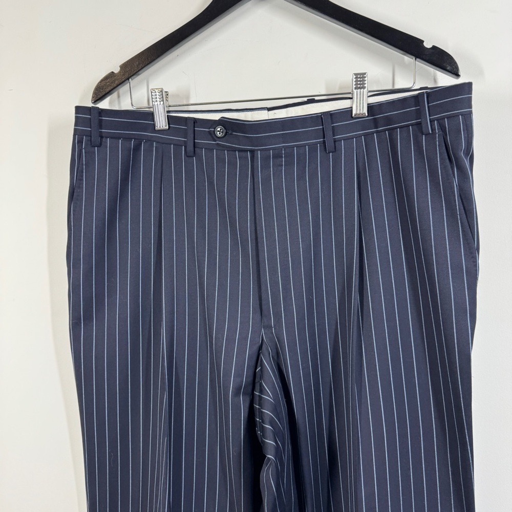 Canali Navy Pinstripe Wool Blazer Set Size 54L Made in Italy Classic Tailored - Picture 11 of 16